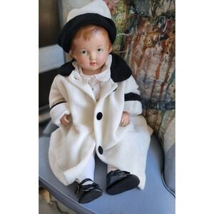 Vtg 24" Toddler Girl Doll Composition With Soft Body And Atriculating Limbs